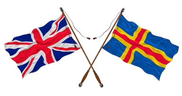 Nationale vlag van landeilanden Achtergrond met vlag van landeilanden