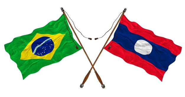 Nationale vlag van Laos en Brazilië Achtergrond voor ontwerpers