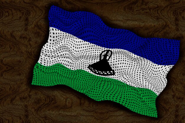 Foto nationale vlag van lesotho achtergrond met vlag van lesotho