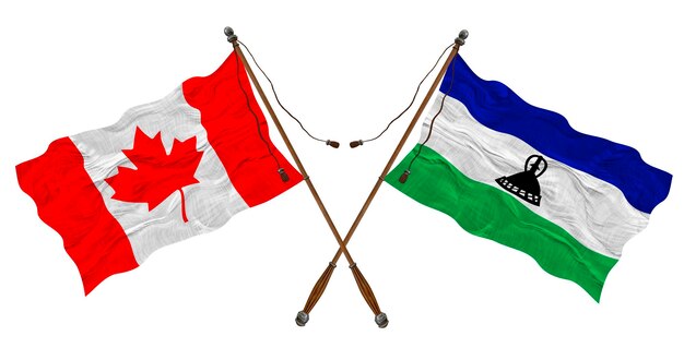 Nationale vlag van Lesotho en Canada Achtergrond voor ontwerpers