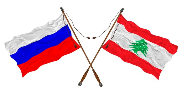 Nationale vlag van Libanon en Rusland Achtergrond voor ontwerpers