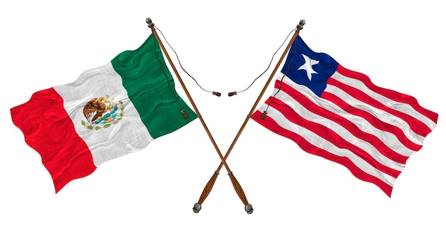 Nationale vlag van Liberia en Mexico Achtergrond voor ontwerpers