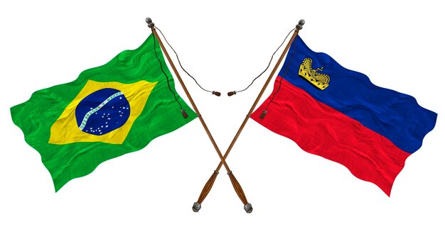 Nationale vlag van Liechtenstein en Brazilië Achtergrond voor ontwerpers