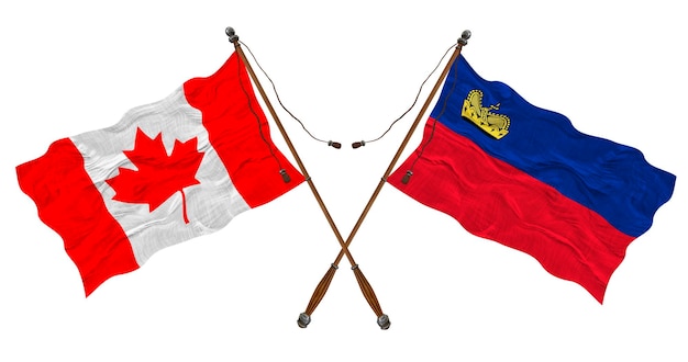 Nationale vlag van Liechtenstein en Canada Achtergrond voor ontwerpers