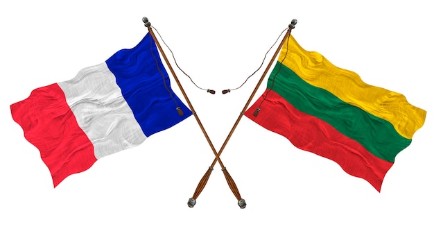 Nationale vlag van Litouwen en Frankrijk Achtergrond voor ontwerpers