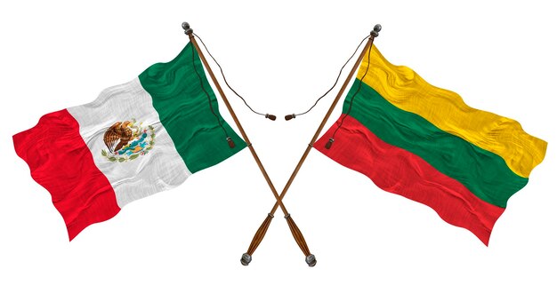 Nationale vlag van Litouwen en Mexico Achtergrond voor ontwerpers