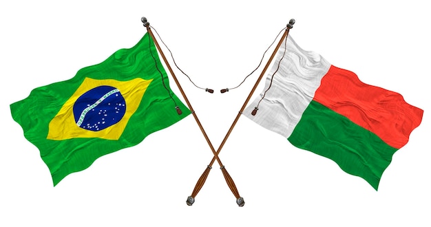 Nationale vlag van Madagaskar en Brazilië Achtergrond voor ontwerpers
