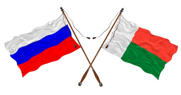 Nationale vlag van Madagaskar en Rusland Achtergrond voor ontwerpers