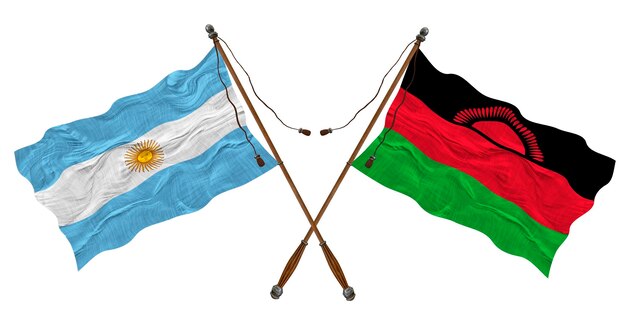 Nationale vlag van Malawi en Argentinië Achtergrond voor ontwerpers