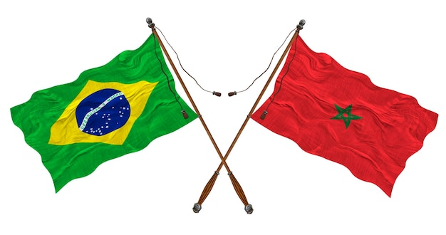 Nationale vlag van Marokko en Brazilië Achtergrond voor ontwerpers