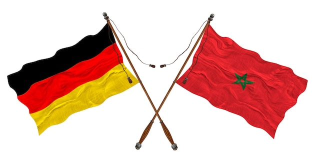 Nationale vlag van Marokko en Duitsland Achtergrond voor ontwerpers
