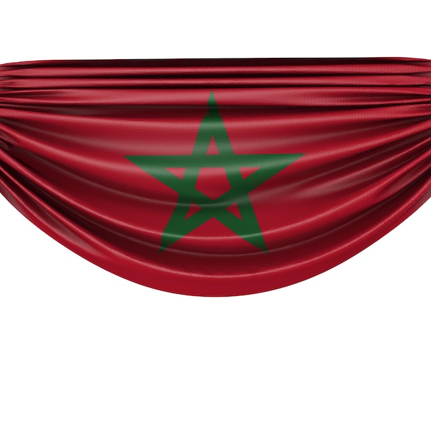 Nationale vlag van Marokko hangende stoffenbanner 3D-rendering