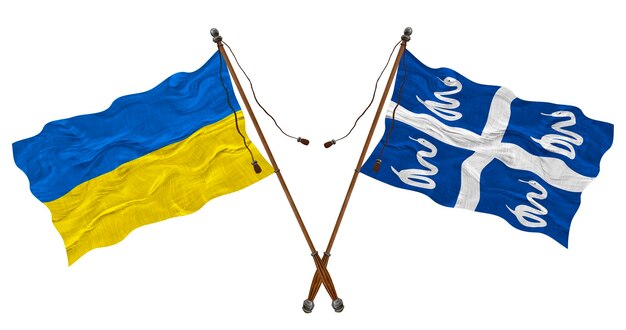 Nationale vlag van Martinique en Oekraïne Achtergrond voor ontwerpers