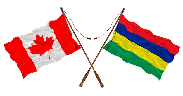 Nationale vlag van Mauritius en Canada Achtergrond voor ontwerpers