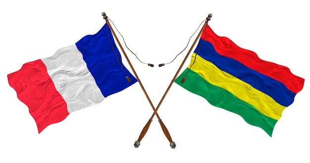 Nationale vlag van Mauritius en Frankrijk Achtergrond voor ontwerpers