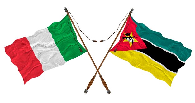 Nationale vlag van Mozambique en Italië Achtergrond voor ontwerpers