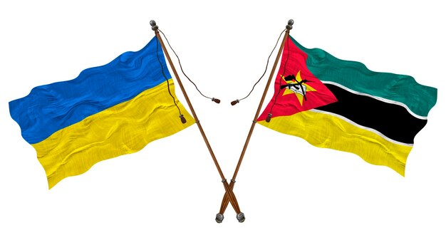 Nationale vlag van Mozambique en Oekraïne Achtergrond voor ontwerpers