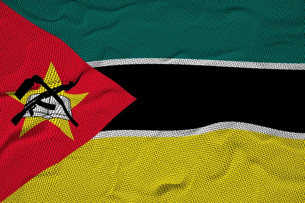 Nationale vlag van Mozambique Op de achtergrond met de vlag van Mozambique