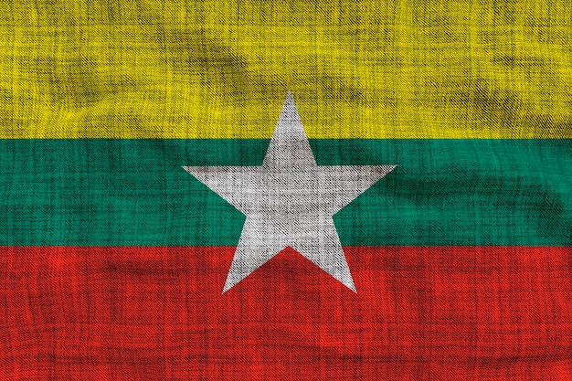 Nationale vlag van Myanmar Achtergrond met vlag o Myanmar