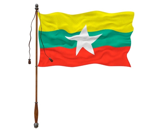 Nationale vlag van Myanmar Achtergrond met vlag o Myanmar
