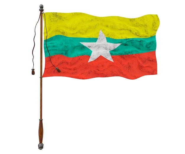 Nationale vlag van Myanmar Achtergrond met vlag o Myanmar