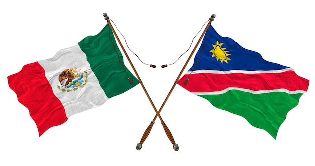 Nationale vlag van Namibië en Mexico Achtergrond voor ontwerpers