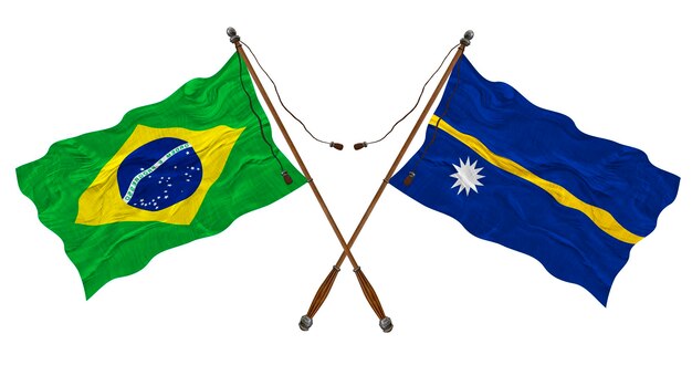 Nationale vlag van Nauru en Brazilië Achtergrond voor ontwerpers