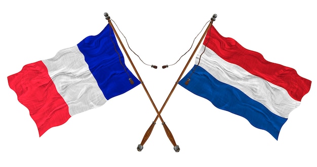 Nationale vlag van Nederland en Frankrijk Achtergrond voor ontwerpers