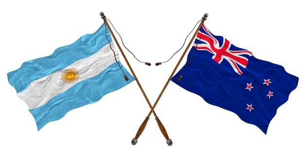 Nationale vlag van Nieuw-Zeeland en Argentinië Achtergrond voor ontwerpers