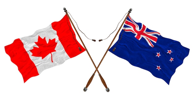 Nationale vlag van Nieuw-Zeeland en Canada Achtergrond voor ontwerpers