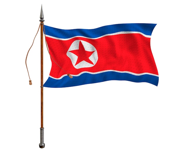 Nationale vlag van Noord-Korea Achtergrond met vlag van Noord-Korea