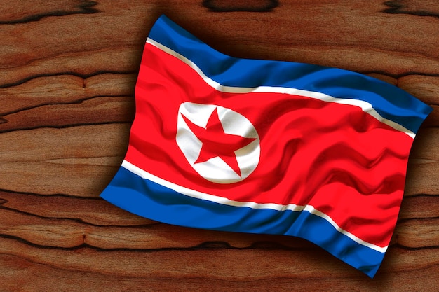 Nationale vlag van Noord-Korea Achtergrond met vlag van Noord-Korea