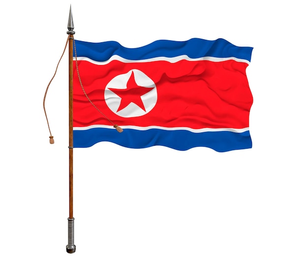 Nationale vlag van Noord-Korea Achtergrond met vlag van Noord-Korea