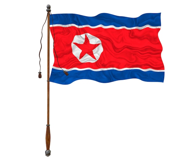 Nationale vlag van Noord-Korea Achtergrond met vlag van Noord-Korea
