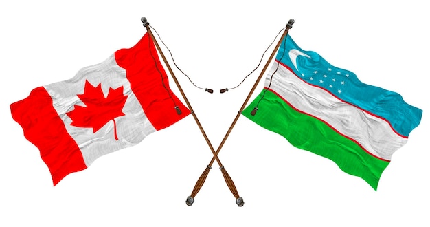 Nationale vlag van Oezbekistan en Canada Achtergrond voor ontwerpers