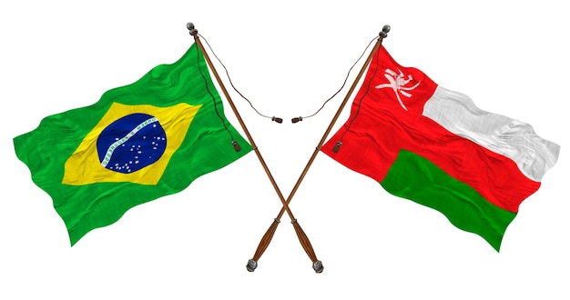 Nationale vlag van Oman en Brazilië Achtergrond voor ontwerpers