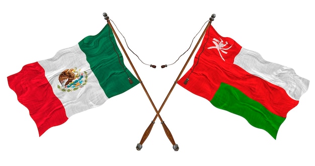 Nationale vlag van Oman en Mexico Achtergrond voor ontwerpers