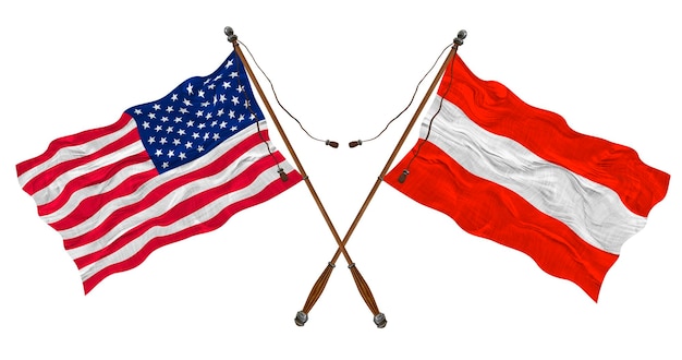 Nationale vlag van Oostenrijk en de Verenigde Staten van Amerika Achtergrond voor ontwerpers