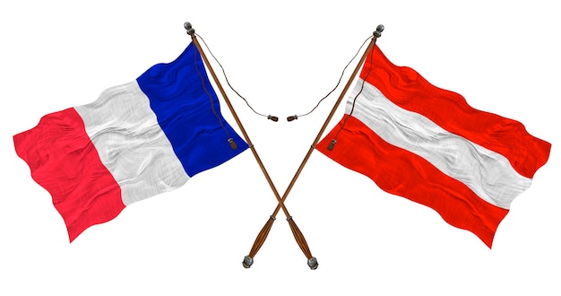Nationale vlag van Oostenrijk en Frankrijk Achtergrond voor ontwerpers