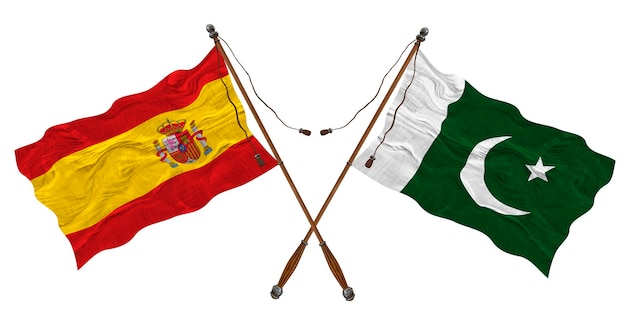Nationale vlag van Pakistan en Spanje Achtergrond voor ontwerpers