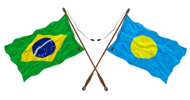 Nationale vlag van Palau en Brazilië Achtergrond voor ontwerpers