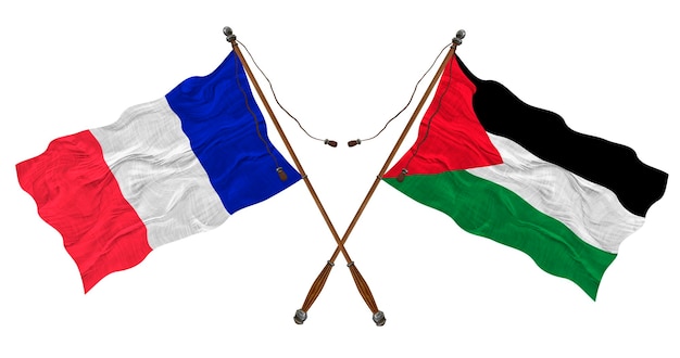 Nationale vlag van Palestina en Frankrijk Achtergrond voor ontwerpers