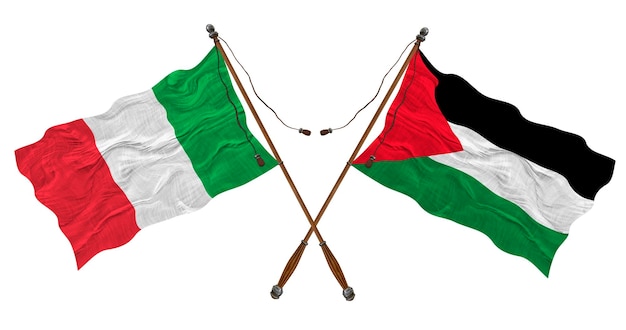 Nationale vlag van Palestina en Italië Achtergrond voor ontwerpers