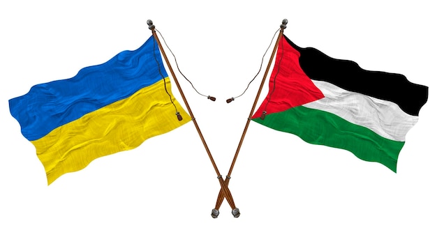 Nationale vlag van Palestina en Oekraïne Achtergrond voor ontwerpers