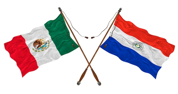 Nationale vlag van Paraguay en Mexico Achtergrond voor ontwerpers