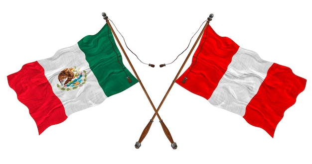 Nationale vlag van Peru en Mexico Achtergrond voor ontwerpers