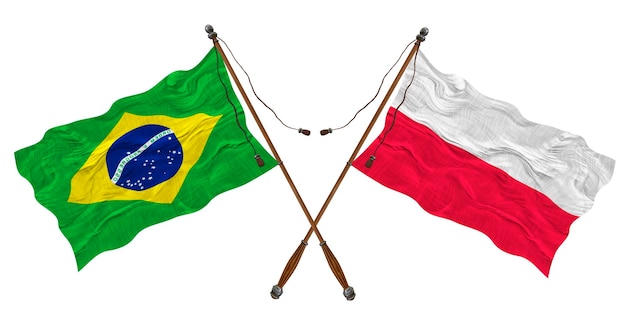 Nationale vlag van Polen en Brazilië Achtergrond voor ontwerpers