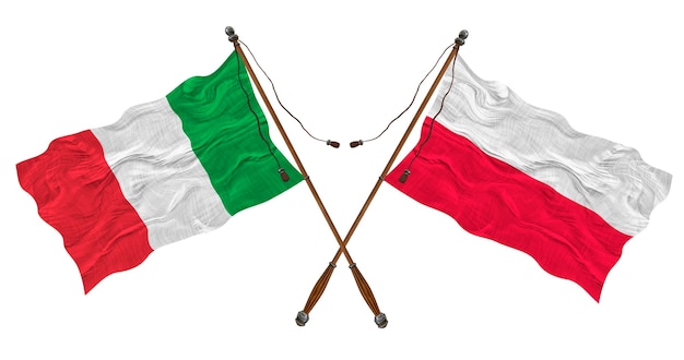 Nationale vlag van Polen en Italië Achtergrond voor ontwerpers