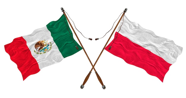 Nationale vlag van Polen en Mexico Achtergrond voor ontwerpers