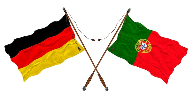 Nationale vlag van Portugal en Duitsland Achtergrond voor ontwerpers